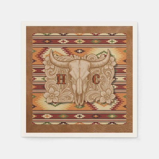 Old West Frontier Leather Patch Cocktail servet (Voorkant)