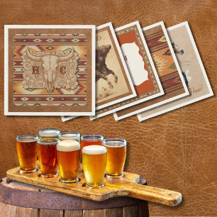 Old West Frontier Leather Patch Cocktail servet