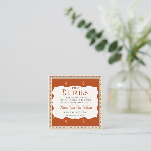 Old West Frontier Wedding Details Card Informatiekaartje (Staand voorkant)