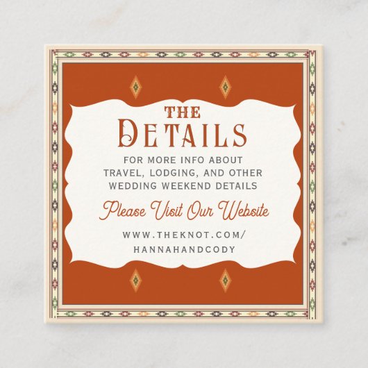 Old West Frontier Wedding Details Card Informatiekaartje (Voorkant)