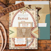 Old West Frontier Wedding Invitation Belly Band Uitnodigingen Wikkel