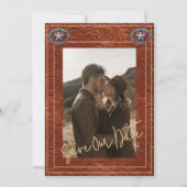 Old West Frontier Wedding Save the Date Invitation Kaart (Voorkant)