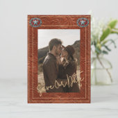 Old West Frontier Wedding Save the Date Invitation Kaart (Staand voorkant)