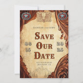 Old West Frontier Wedding Save the Date Invitation Kaart (Achterkant)