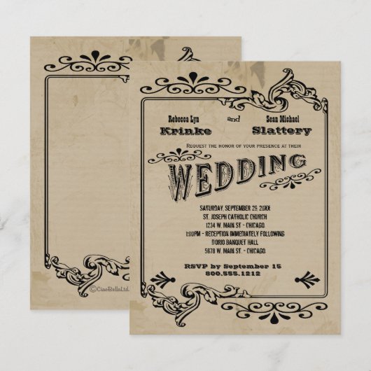 Old West Geïnspireerd  Wedding Invite Kaart (Voorkant / Achterkant)