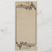 Old West geïnspireerde bruiloft menu Kaart (Achterkant)