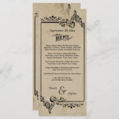 Old West geïnspireerde bruiloft menu Kaart (Voorkant / Achterkant)