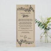 Old West geïnspireerde bruiloft menu Kaart (Staand voorkant)