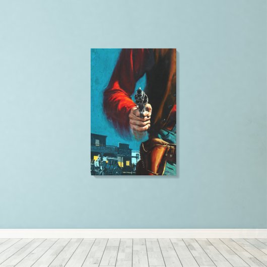 Old West Gunslinger Cowboy Canvas Afdruk (Insitu (Houten vloer))
