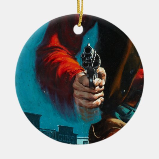  Old West Gunslinger Cowboy Keramisch Ornament (Voorkant)