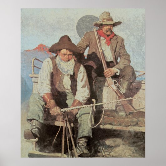 Old West Pay Stagecoach Art Print Poster 1909 (Voorkant)