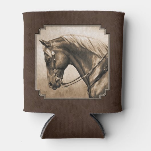 Old West Quarter Horse Sepia Brown Blikjeskoeler (Voorkant)