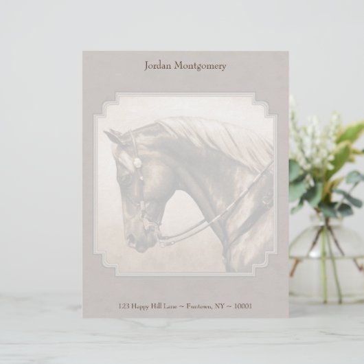 Old West Quarter Horse Sepia Brown Custom Briefhoofd (Staand voorkant)