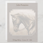 Old West Quarter Horse Sepia Brown Custom Briefhoofd (Voorkant / Achterkant)