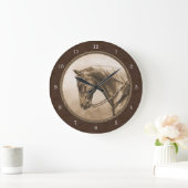 Old West Quarter Horse Sepia Brown Grote Klok (Huis)