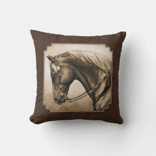 Old West Quarter Horse Sepia Brown Kussen