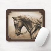 Old West Quarter Horse Sepia Brown Muismat (Met muis)