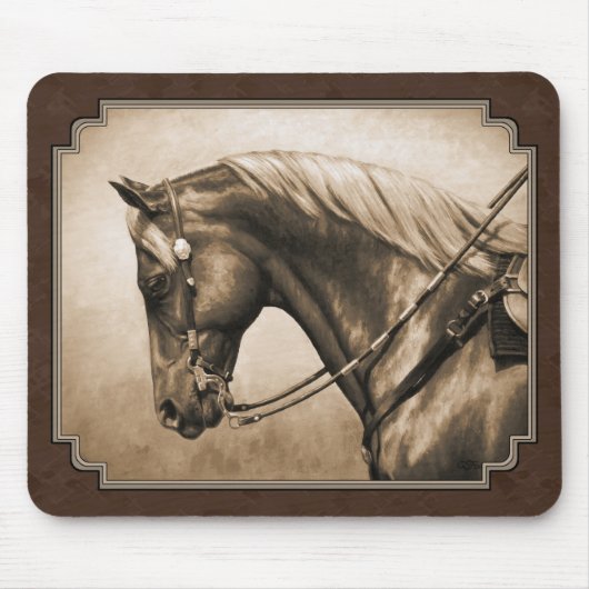 Old West Quarter Horse Sepia Brown Muismat (Voorkant)