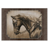 Old West Quarter Horse Sepia Brown Snijplank (Voorkant)