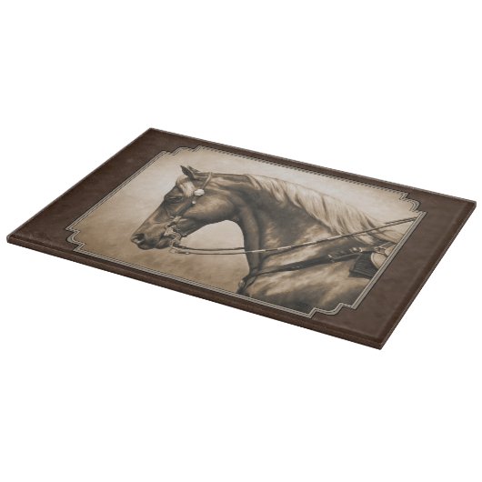 Old West Quarter Horse Sepia Brown Snijplank (Hoek)