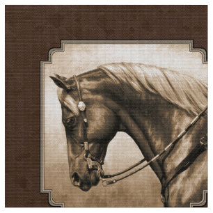 Old West Quarter Horse Sepia Brown Stof