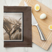 Old West Quarter Horse Sepia Brown Theedoek (Quarter Fold)