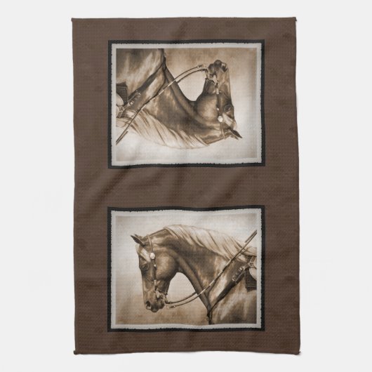 Old West Quarter Horse Sepia Brown Theedoek (Verticaal)