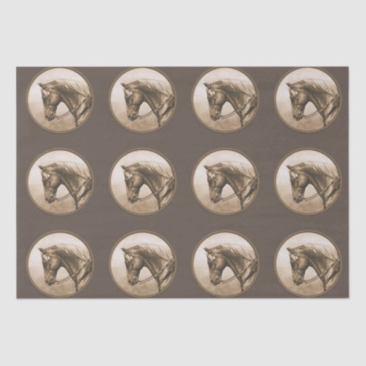 Old West Quarter Horse Sepia Brown Tissuepapier (Voorkant)