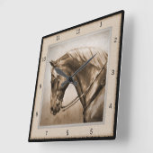 Old West Quarter Horse Sepia Brown Vierkante Klok (Hoek)