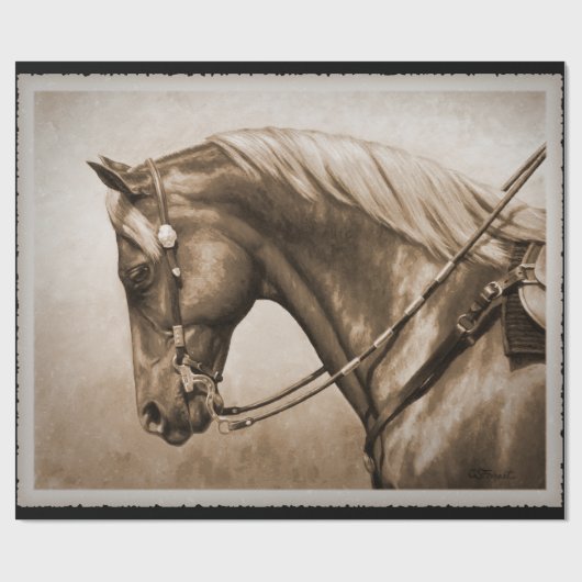 Old West Quarter Horse Sepia Cadeaupapier (Vlak)