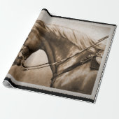 Old West Quarter Horse Sepia Cadeaupapier (Uitgerold)