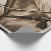 Old West Quarter Horse Sepia Cadeaupapier (Hoek)