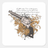 Old West Revolver Vierkante Sticker (Voorkant)