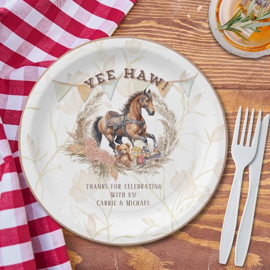  Old West Rocking Horse Baby shower Papieren Bordje