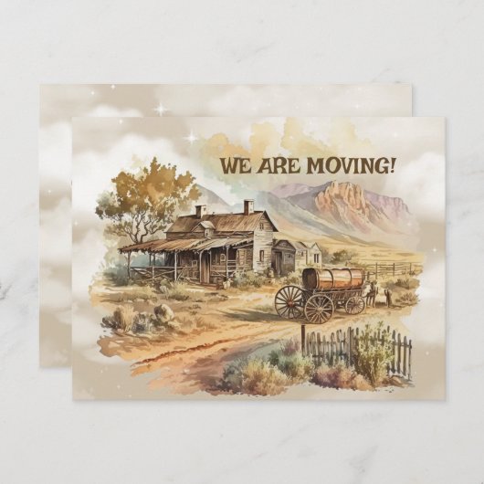 Old West Scene We zijn Moving Briefkaart (Voorkant / Achterkant)
