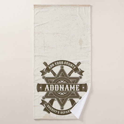 Old West Sheriff Deputy Rifles Badge gepersonalise Bad Handdoek (Badhanddoek)