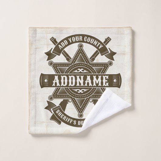 Old West Sheriff Deputy Rifles Badge gepersonalise Bad Handdoek (Wasdoekje)