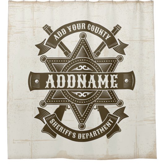 Old West Sheriff Deputy Rifles Badge gepersonalise Douchegordijn (Voorkant)