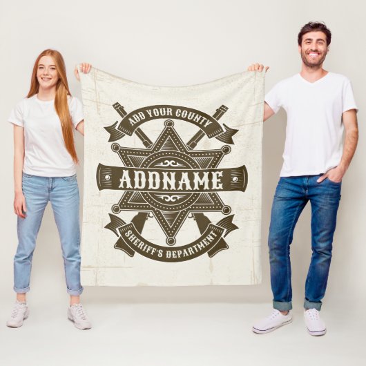 Old West Sheriff Deputy Rifles Badge gepersonalise Fleece Deken (In situ)