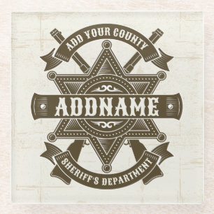 Old West Sheriff Deputy Rifles Badge gepersonalise Glazen Onderzetter