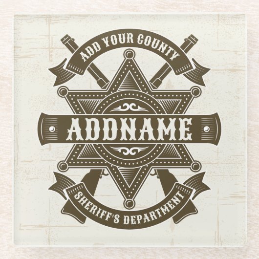 Old West Sheriff Deputy Rifles Badge gepersonalise Glazen Onderzetter (Voorkant)