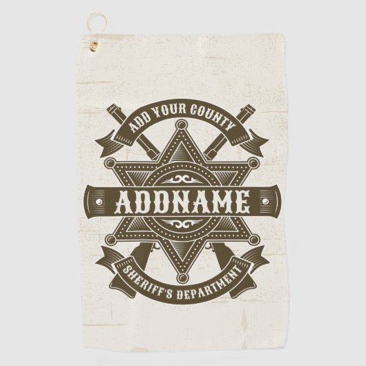 Old West Sheriff Deputy Rifles Badge gepersonalise Golfhanddoek (Voorkant)