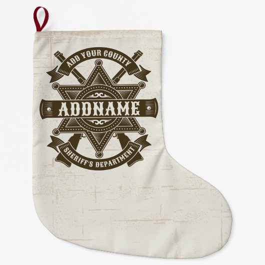 Old West Sheriff Deputy Rifles Badge gepersonalise Grote Kerstsok (Voorkant)