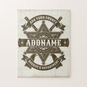 Old West Sheriff Deputy Rifles Badge gepersonalise Legpuzzel (Verticaal)