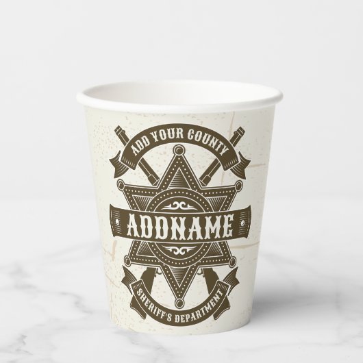 Old West Sheriff Deputy Rifles Badge gepersonalise Papieren Bekers (Voorkant)