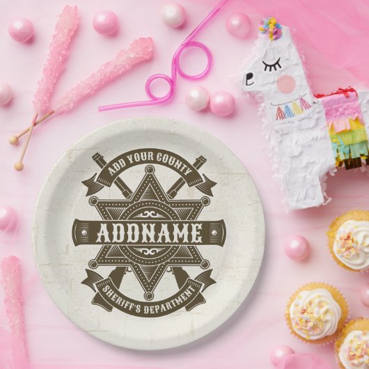 Old West Sheriff Deputy Rifles Badge gepersonalise Papieren Bordje (Feest)