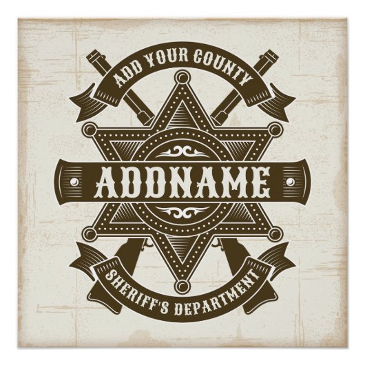 Old West Sheriff Deputy Rifles Badge gepersonalise Perfect Poster (Voorkant)