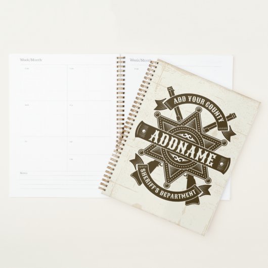 Old West Sheriff Deputy Rifles Badge gepersonalise Planner (Display)