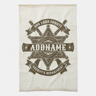 Old West Sheriff Deputy Rifles Badge gepersonalise Theedoek