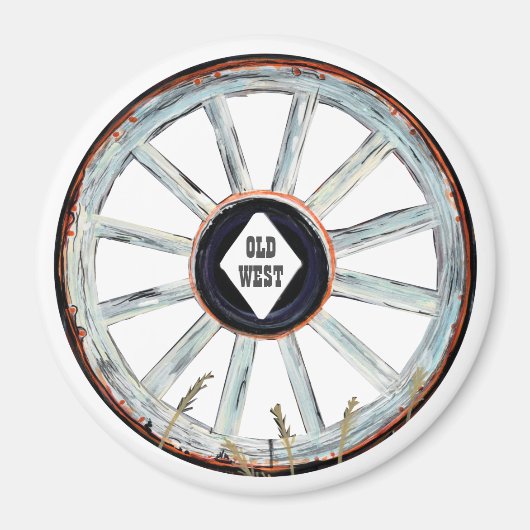 Old West Spoked Wagon Wheel Magneet (Voorkant)